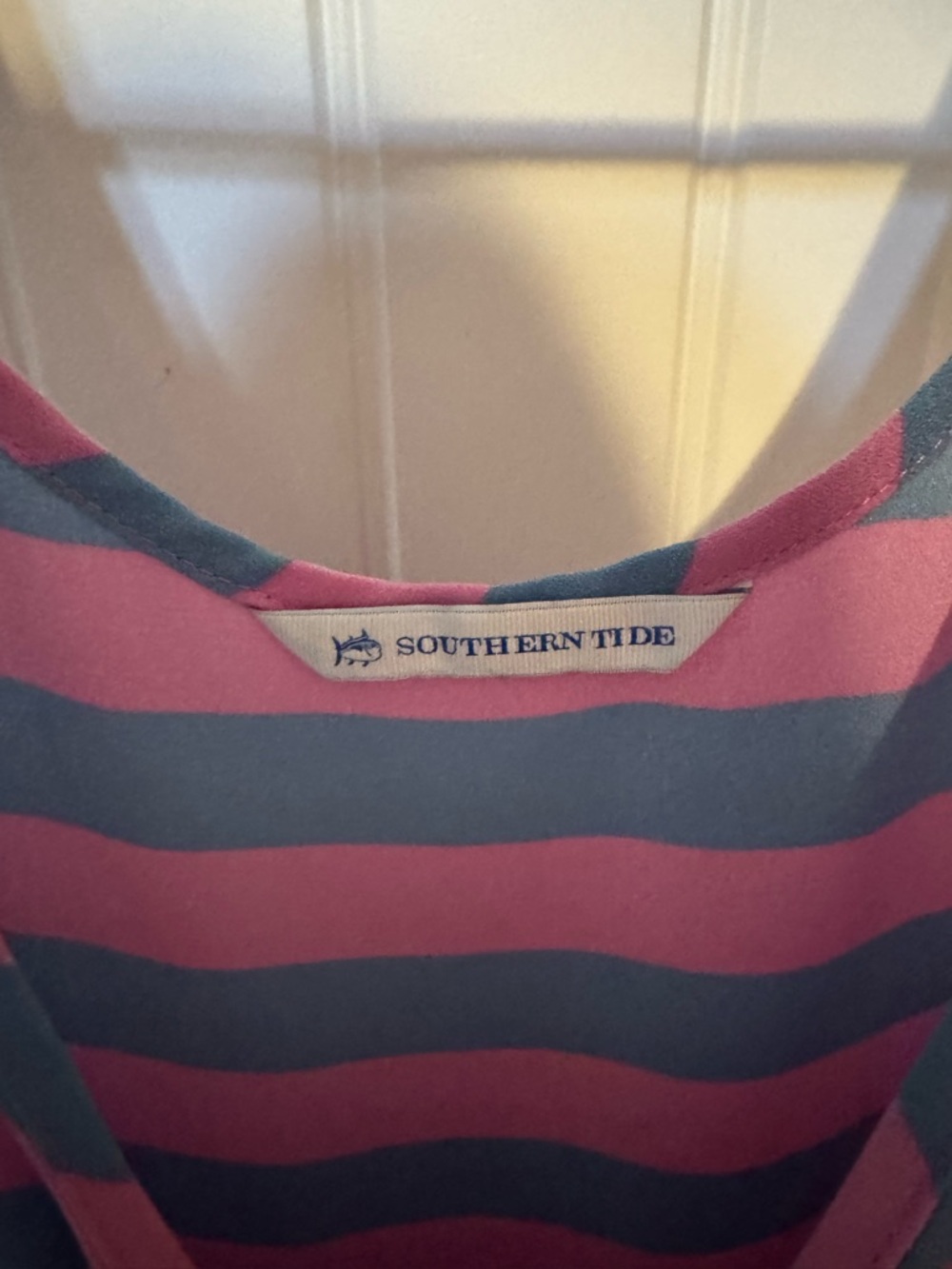 Southern Tide Blue and Pink Striped Crewneck Top